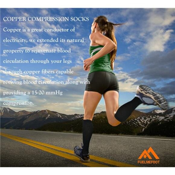 3 Pack Copper Compression Socks - Compression Socks Women & Men - Picture 3 of 6
